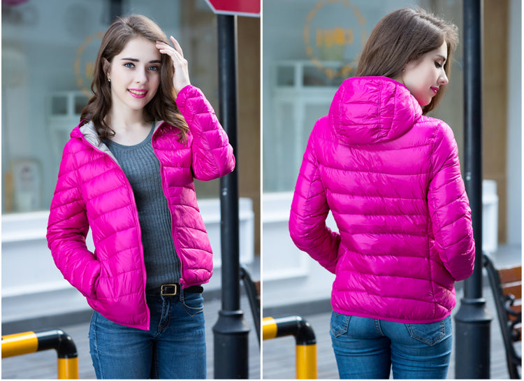Women's ultra-light reversible down jacket