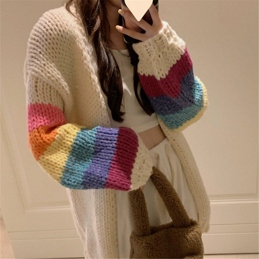 Rainbow Color Knitted Cardigan