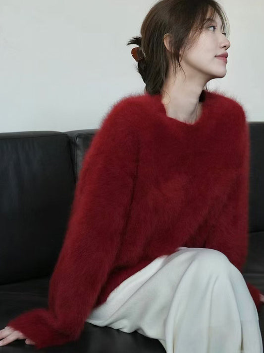 Soft Fuzzy Round Neck Sweater