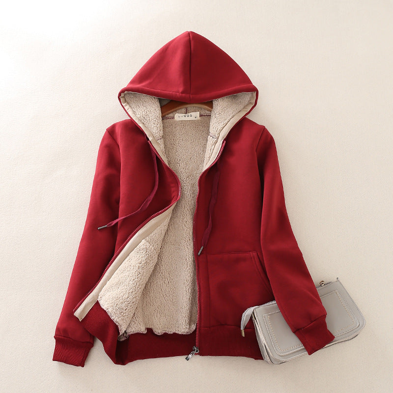 Warm Lined Hooded Zip Closure Jacket
