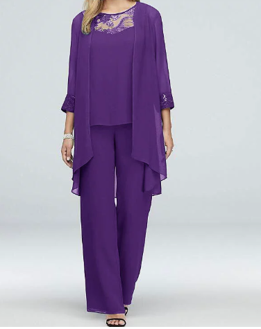 Lace Detail Relaxed Fit Three-Piece Ensemble