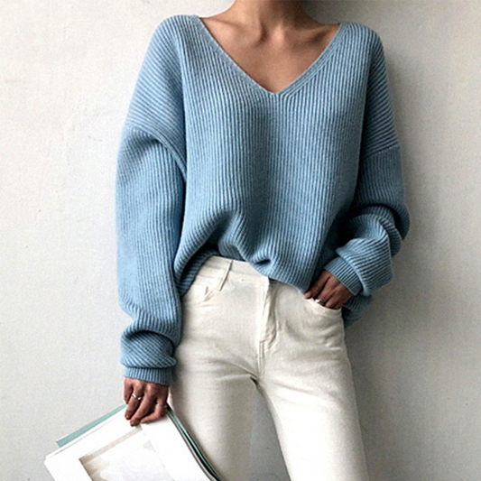 Loose Fit V-Neck Pullover Knit Sweater