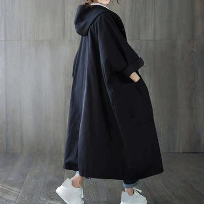 Twinkle - loose over-the-knee hooded jacket with large pockets