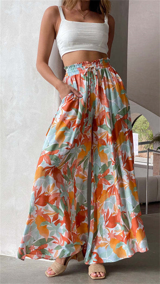 Drawstring Colored Design Trousers