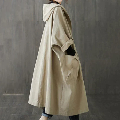Twinkle - loose over-the-knee hooded jacket with large pockets