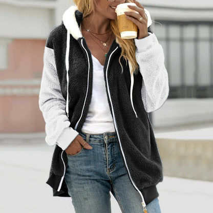 Women’s Sherpa Jacket - Hooded Zip-Up - Plush Fleece - Ribbed Hem - Casual Fit