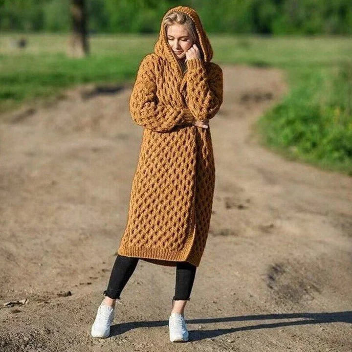 Chunky Knit Relaxed Fit Hooded Cardigan 