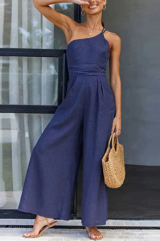 Lightweight Fitted One Shoulder Jumpsuit 