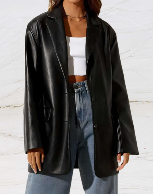 Mid-Length Leather Jacket