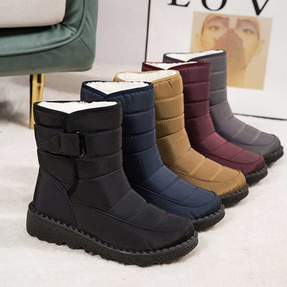 Women's waterproof high-top slip-on snow boots