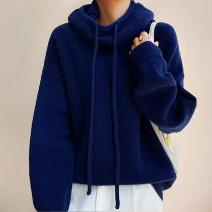 Women's thick warm high-neck hoodie sweater