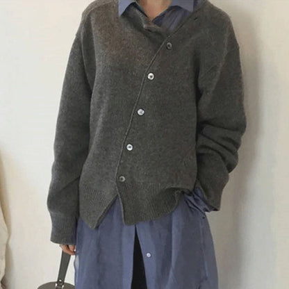 Irregular design sweater cardigan for women
