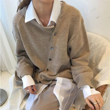 Irregular design sweater cardigan for women