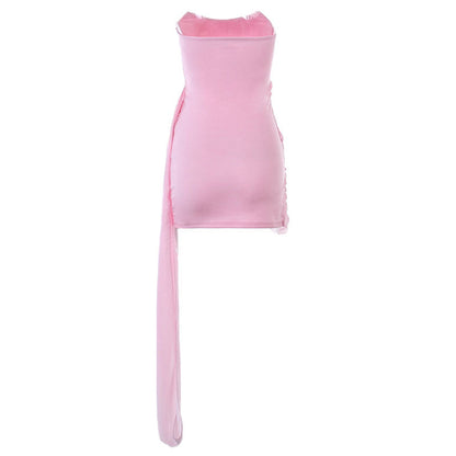 Women's One-Shoulder Evening Gown - Ruched Bodycon Fit - Elegant Draped Design