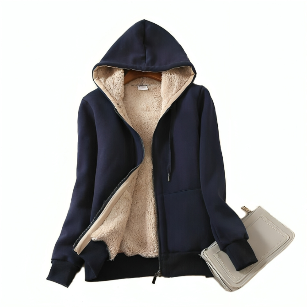 Warm Lined Hooded Zip Closure Jacket