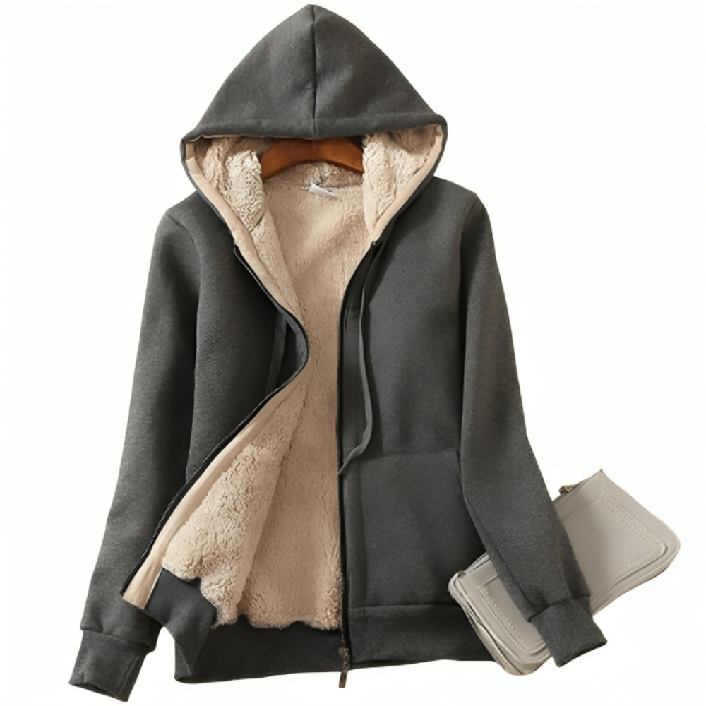 Warm Lined Hooded Zip Closure Jacket