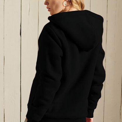 Warm lined hooded jacket for women with zip closure