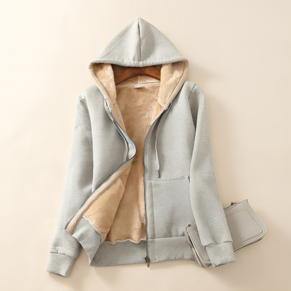 Warm Lined Hooded Zip Closure Jacket