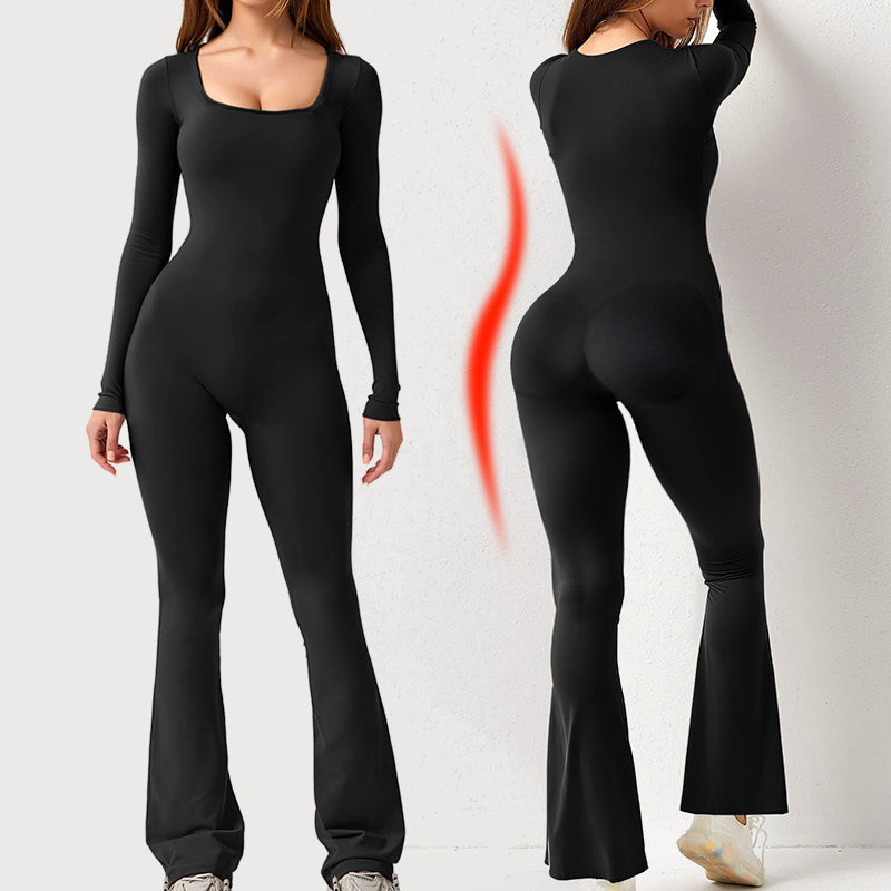 Women's long sleeve wide leg jumpsuit
