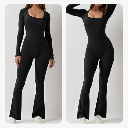 Women's long sleeve wide leg jumpsuit
