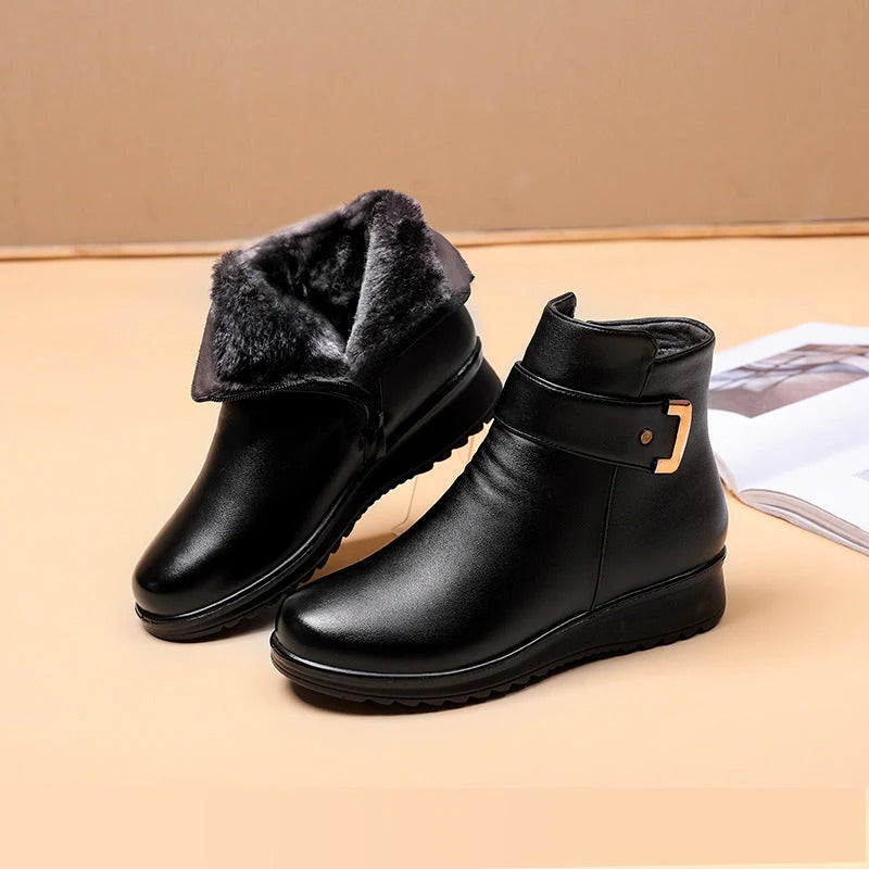 Women's winter non-slip PU leather warm boots