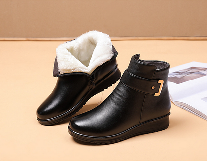 Women's winter non-slip PU leather warm boots