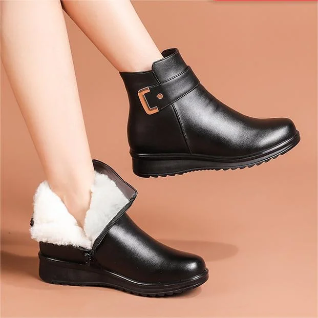 Women's winter non-slip PU leather warm boots