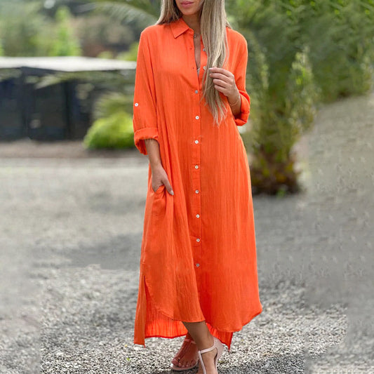 Relaxed Fit Long Sleeve Shirt Dress
