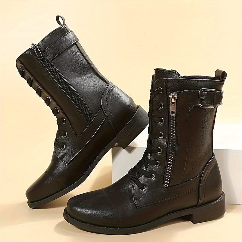 Women's thick-soled low heel mid-rise winter boots