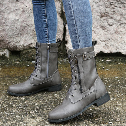 Women's thick-soled low heel mid-rise winter boots