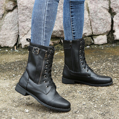Women's thick-soled low heel mid-rise winter boots