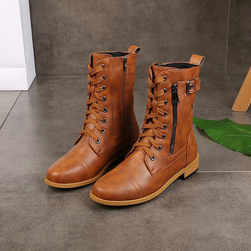 Women's thick-soled low heel mid-rise winter boots