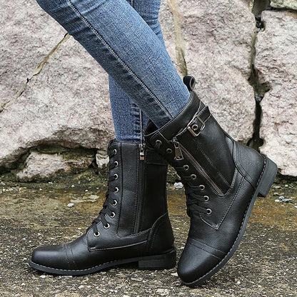 Women's thick-soled low heel mid-rise winter boots