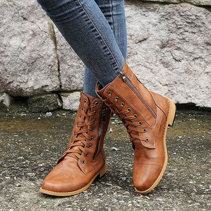 Women's thick-soled low heel mid-rise winter boots