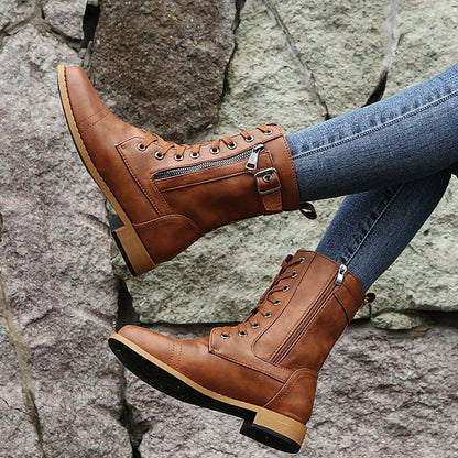Women's thick-soled low heel mid-rise winter boots