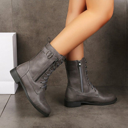 Women's thick-soled low heel mid-rise winter boots