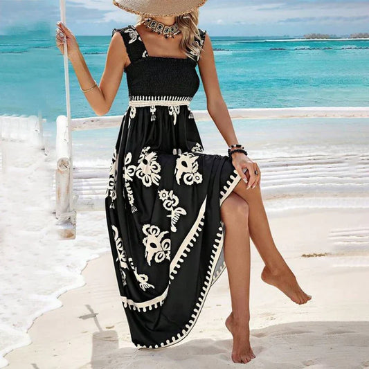 Flowy Smocked Bodice Maxi Dress