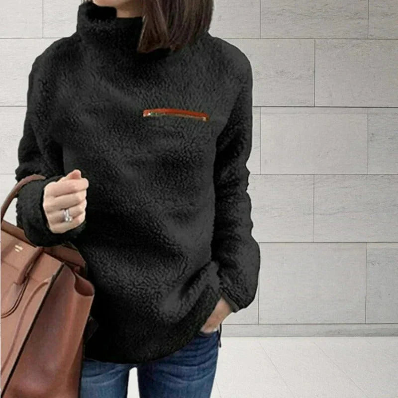 Women's zipper turtleneck high collar sweater