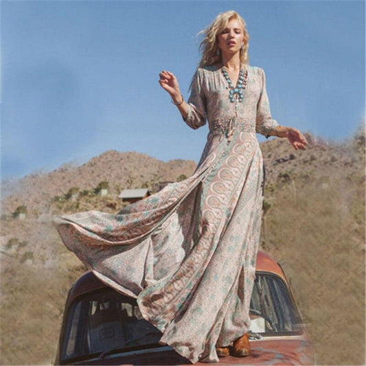 Oriental Pattern Boho Beach Dress
