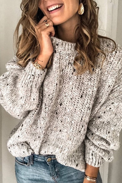 Women’s Sweater – Oversized Fit – Chunky Wool Knit – Round Neck – Long Sleeve Casual