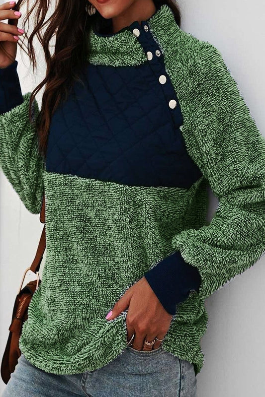 Plush Quilted Relaxed Fit Sweater 