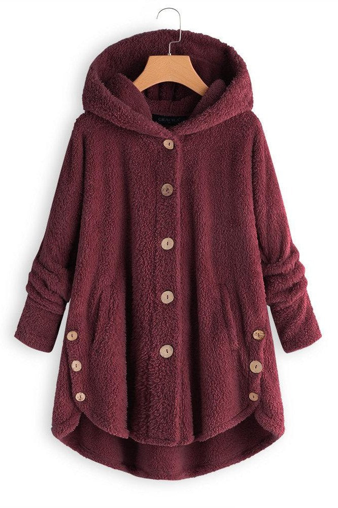 Plush Sherpa Texture Oversized Hooded Coat 