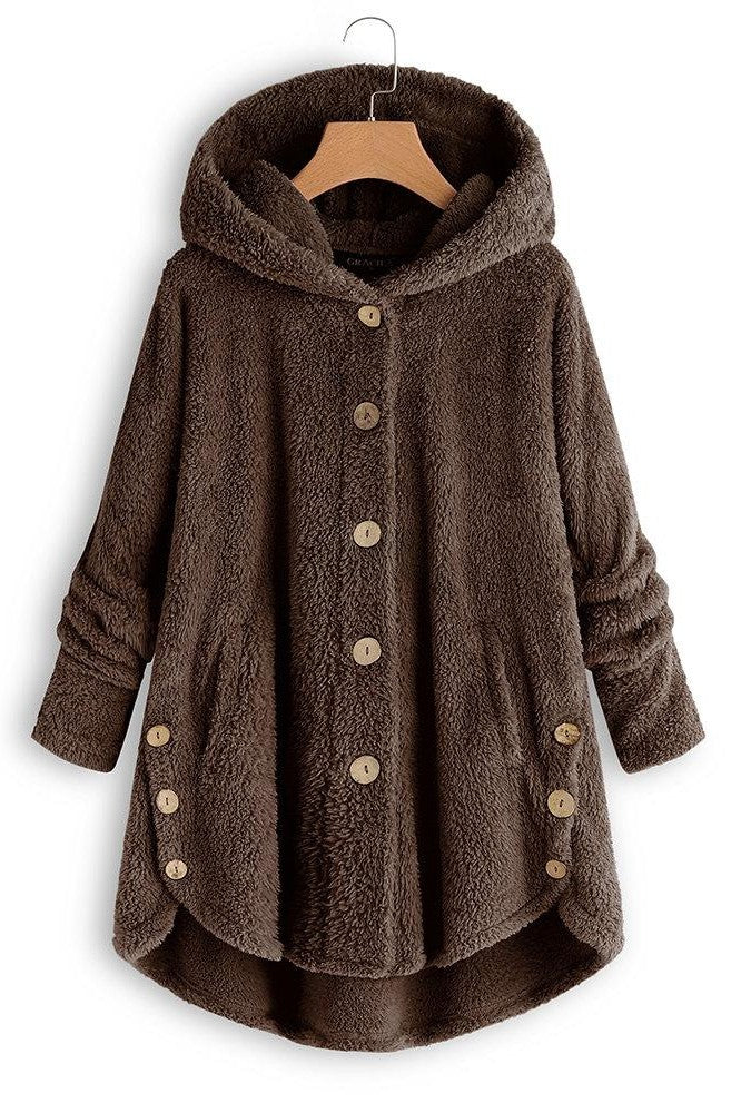 Plush Sherpa Texture Oversized Hooded Coat 