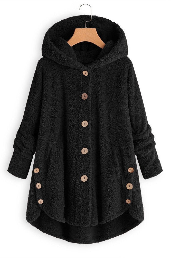 Plush Sherpa Texture Oversized Hooded Coat 