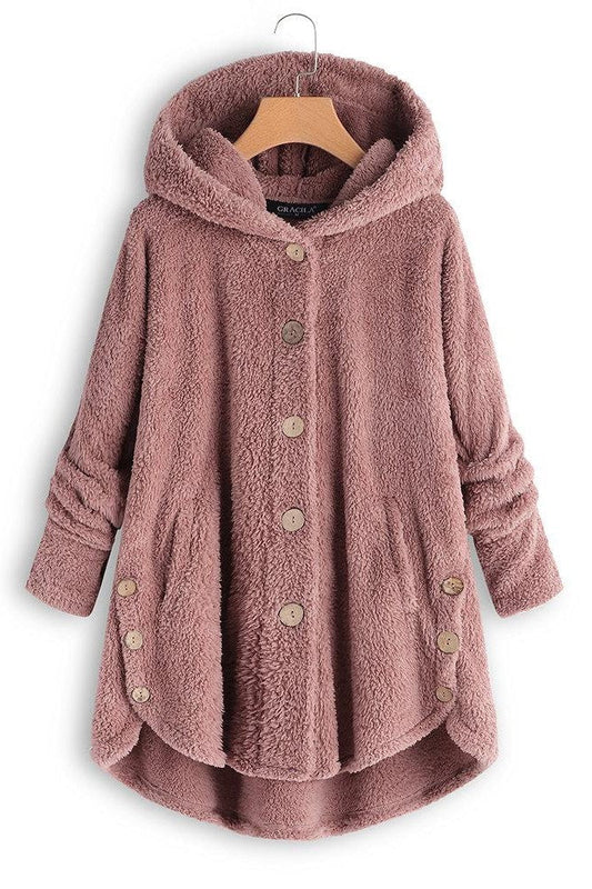 Plush Sherpa Texture Oversized Hooded Coat 