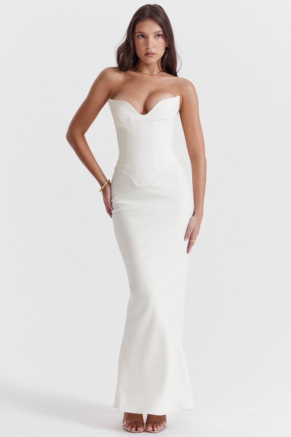 Women’s Formal Dress – Strapless Sweetheart Neckline – Satin Feel – Slim Fit – Full Length