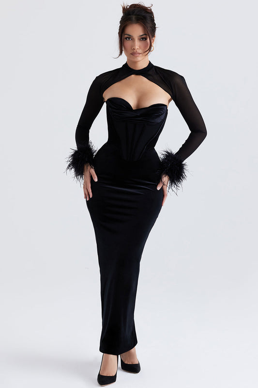 Velvet Corset Bodice Maxi Dress
