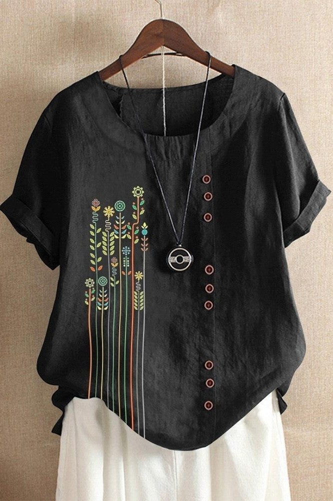 Breezy Floral Print Relaxed Fit T-Shirt