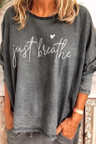 Oversized Cotton Blend Graphic Long Sleeve Shirt 