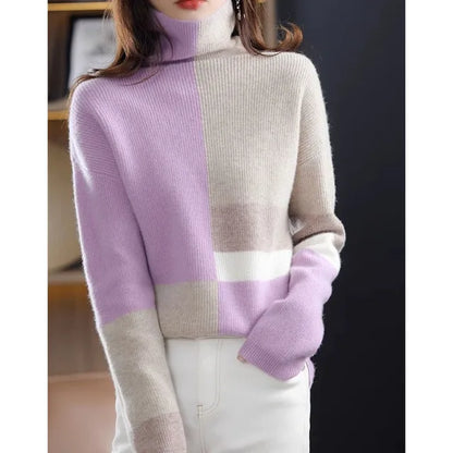 Women's high collar loose knitted sweater